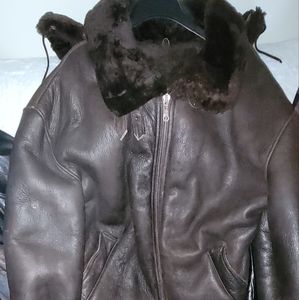 Men's brown shearling coat